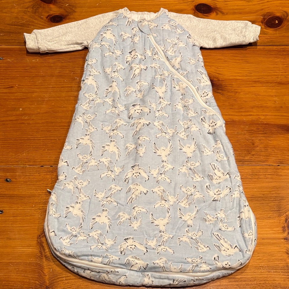 NEST DESIGNS M/80 6M Bamboo + Wool Blended Sleep Bag 2.5 Tog Blue Owl Guess Who